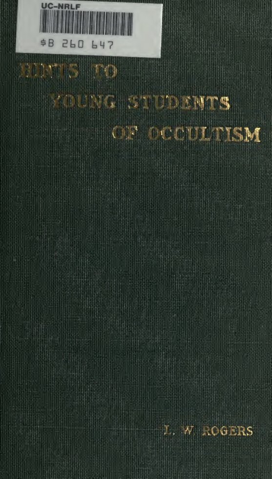 Cover of Hints to Young Students of Occultism