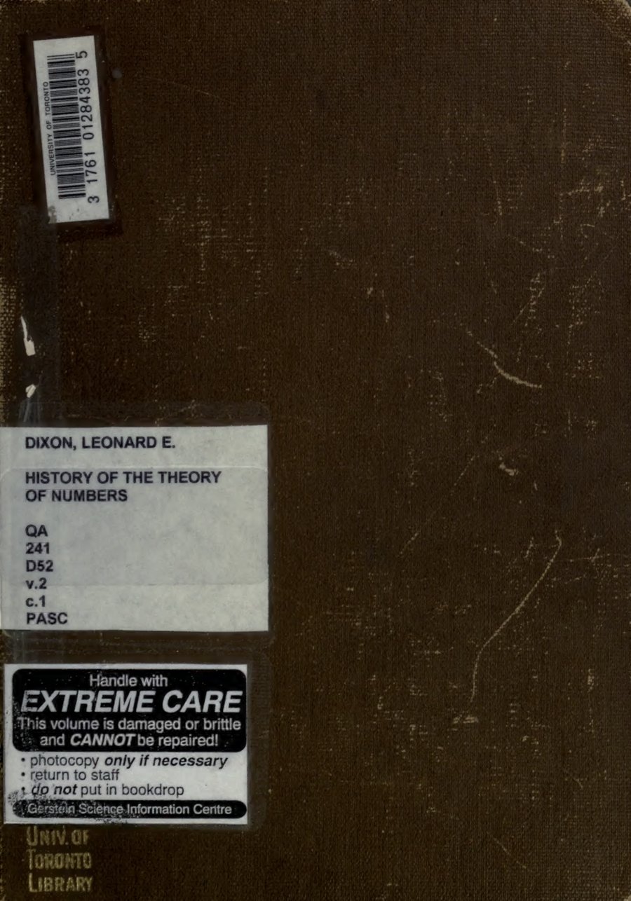 Cover of History of the Theory of Numbers, Vol. II: Diophantine Analysis (Dickson)