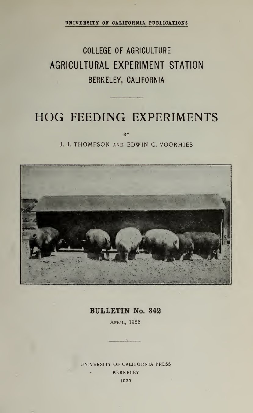 Cover of Hog Feeding Experiments
