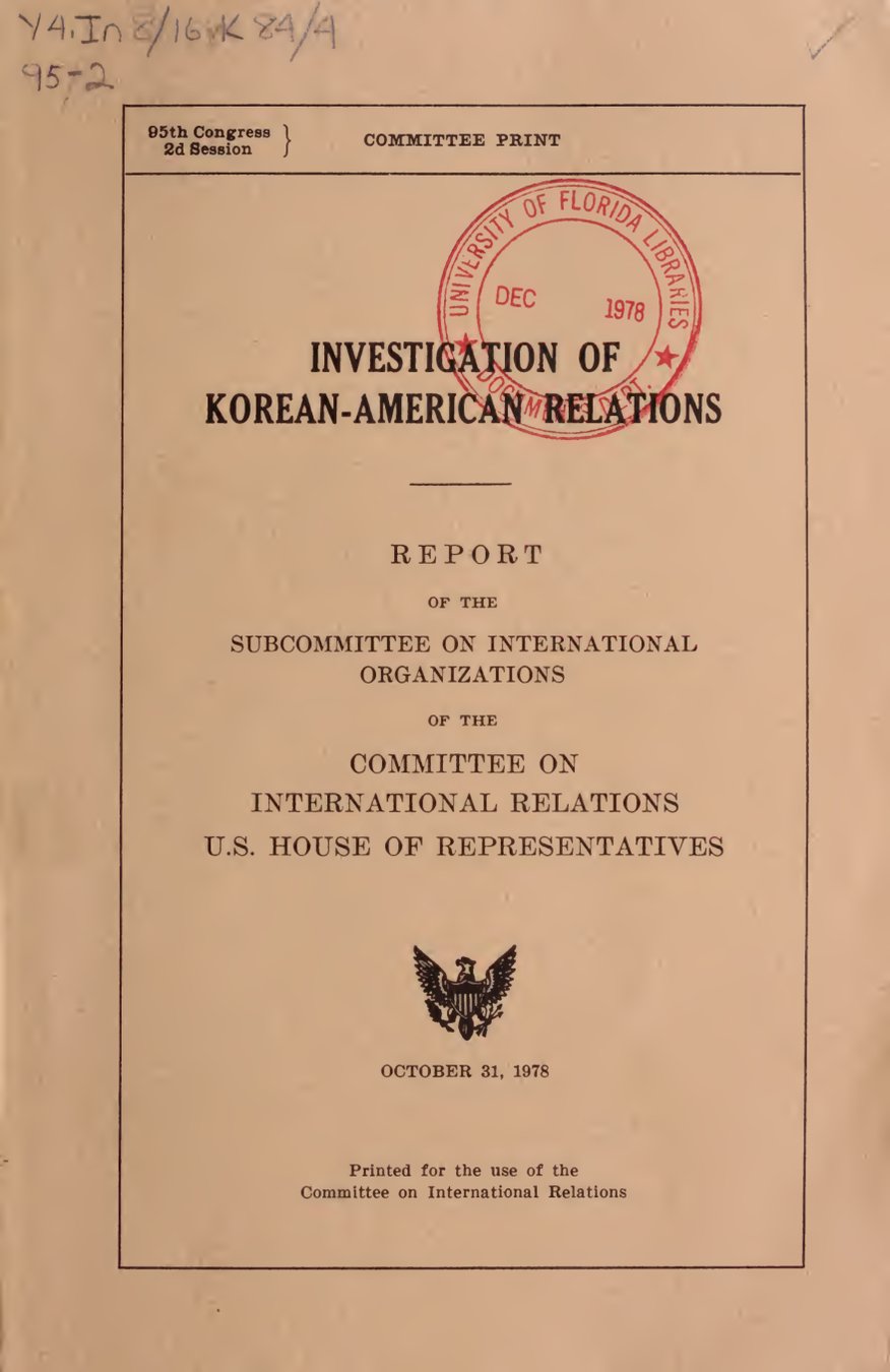 Cover of Investigation of Korean-American Relations