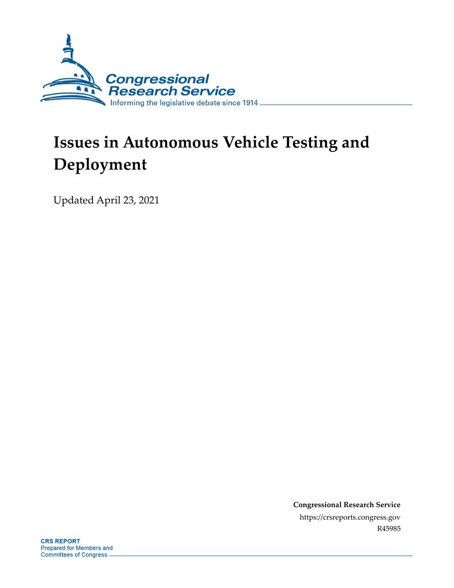 Cover of Issues in Autonomous Vehicle Testing and Deployment