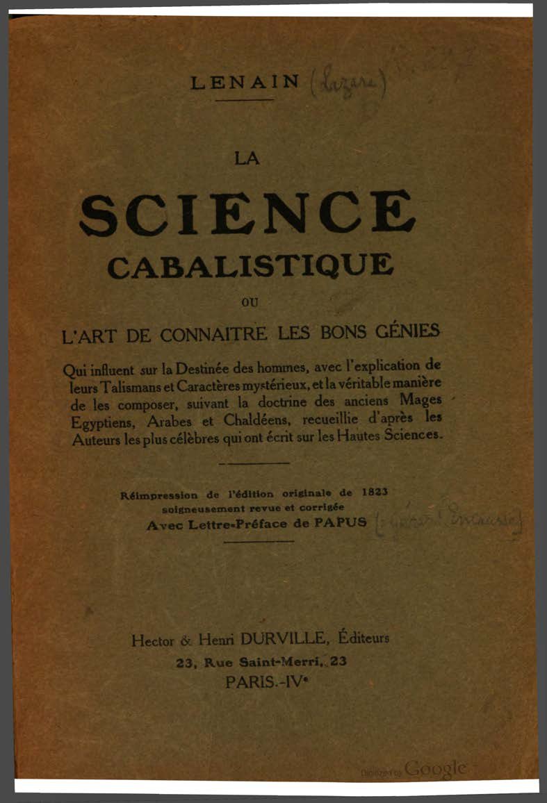 Cover of La Science cabalistique, ou l'art de connaitre les bons genies