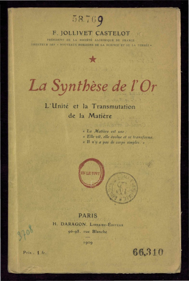 Cover of La Synthese de l'or: l'unite et la transmutation de la matiere