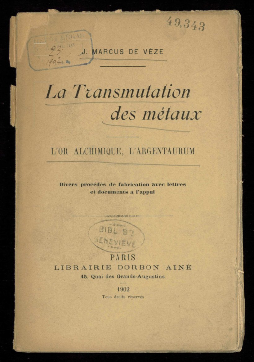 Cover of La Transmutation des metaux: l'or alchimique, l'argentoratum