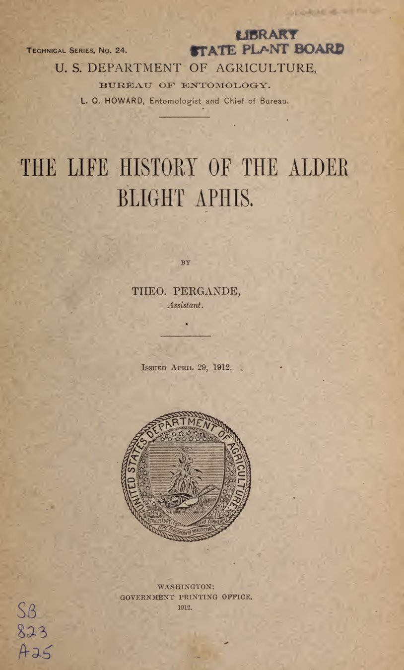 Cover of Life History of the Alder Blight Aphis