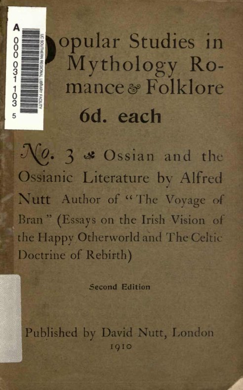 Cover of Ossian and the Ossianic Literature