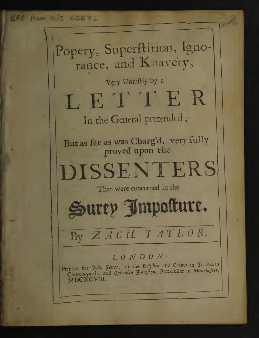 Cover of Popery, Superstition, Ignorance, and Knavery Proved upon the Dissenters Concerned in the Surey Imposture