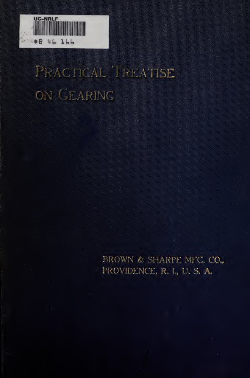 Cover of Practical Treatise on Gearing (Brown & Sharpe, 1902)