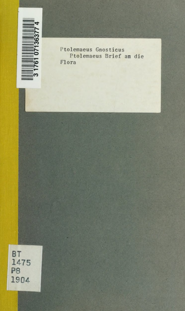 Cover of Ptolemaeus' Brief an die Flora