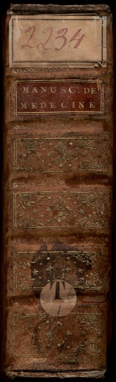 Cover of Recueil de traites de medecine, de divination, d'alchimie (Bibliotheque Sainte-Genevieve MS 2234, c. 1601-1625)