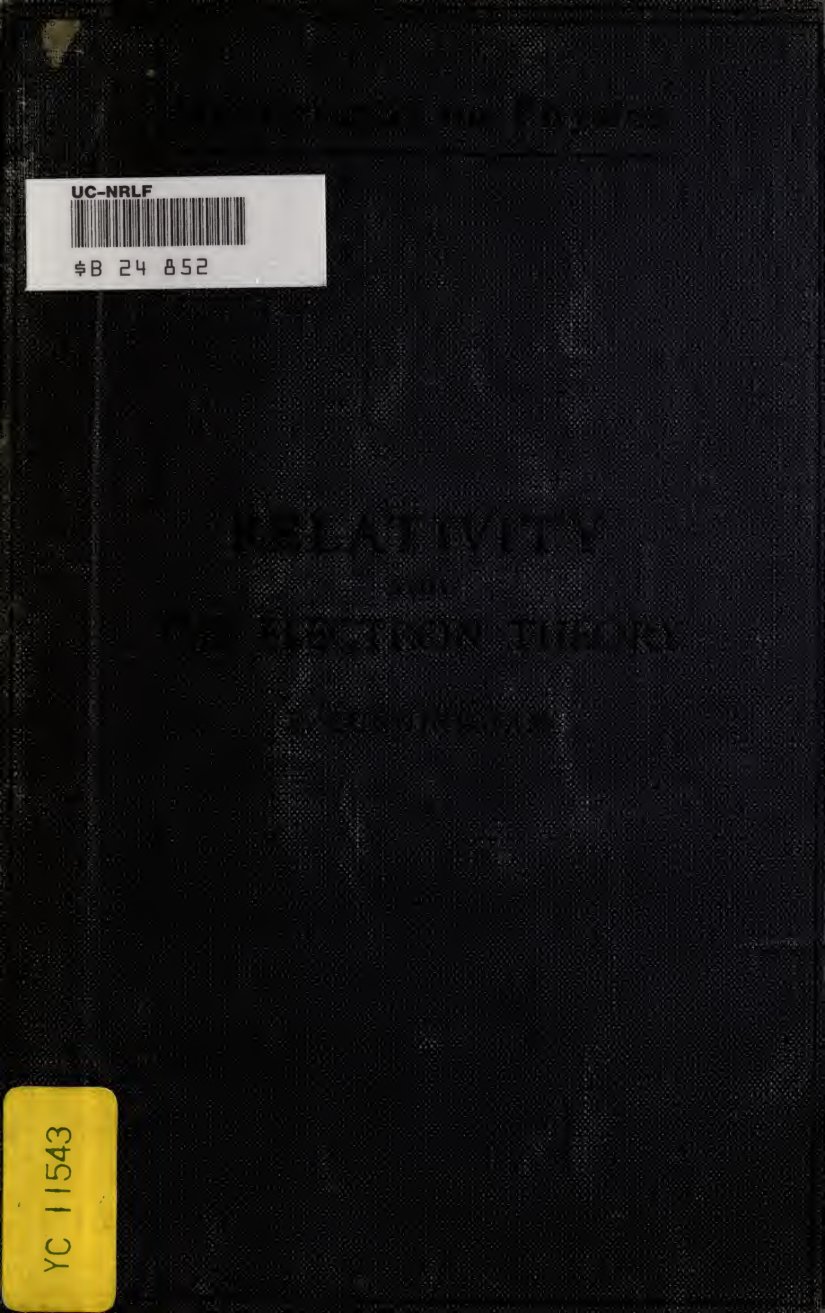 Cover of Relativity and the Electron Theory