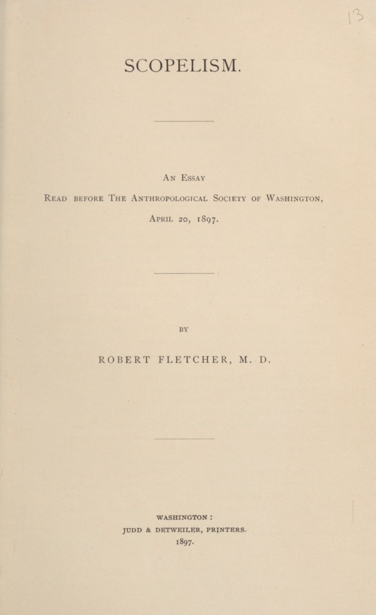 Cover of Scopelism: An Essay Read Before the Anthropological Society of Washington, April 20, 1897