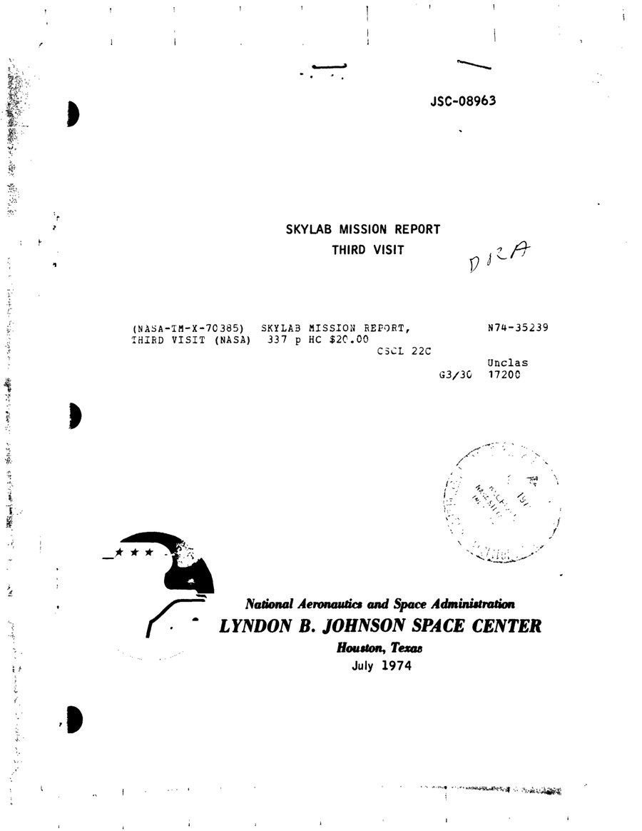 Cover of Skylab Mission Report, Third Visit