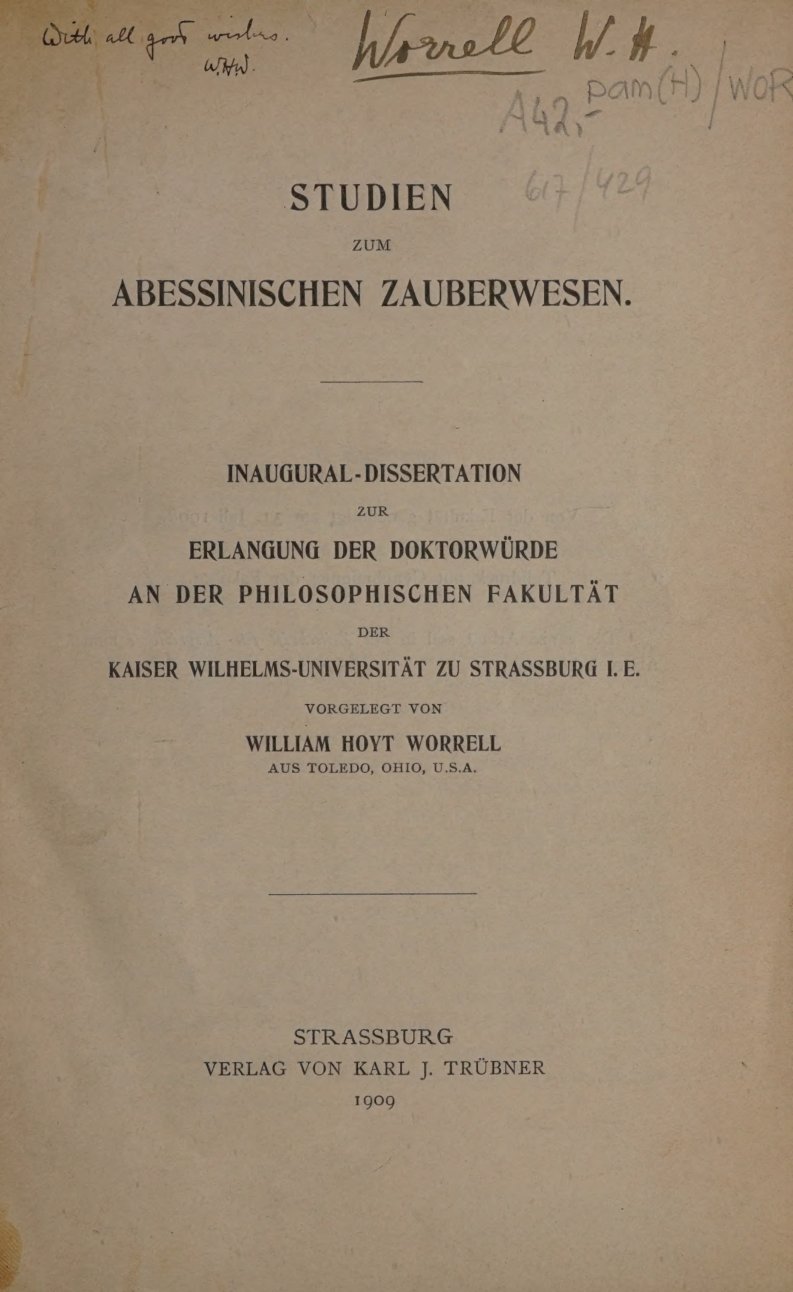 Cover of Studien zum abessinischen Zauberwesen