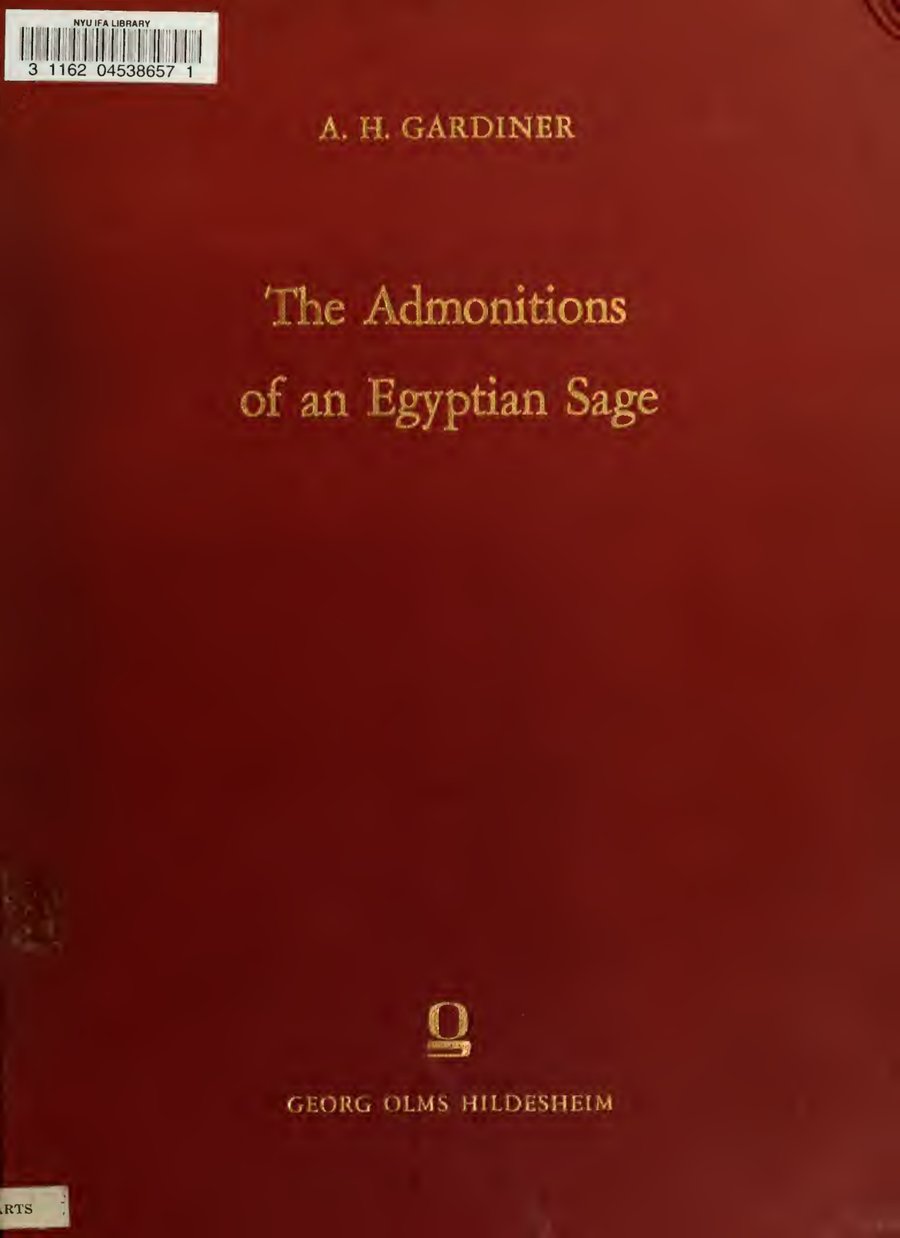Cover of The Admonitions of an Egyptian Sage from a Hieratic Papyrus in Leiden