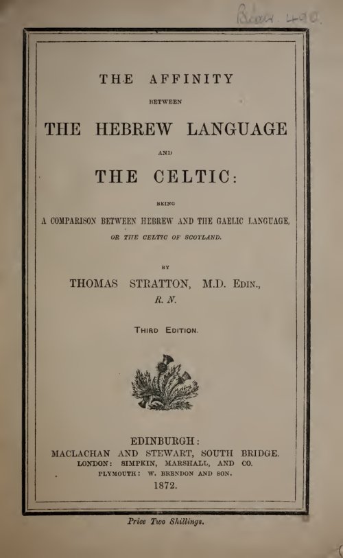 Cover of The Affinity Between the Hebrew Language and the Celtic