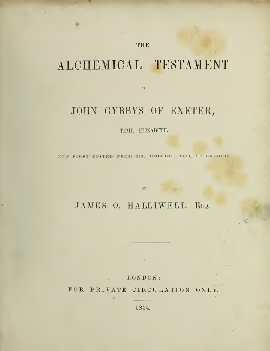 Cover of The Alchemical Testament of John Gybbys of Exeter