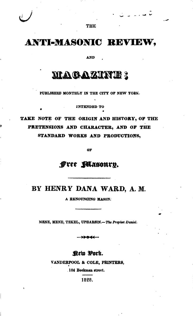Cover of The Anti-Masonic Review and Magazine (1828)