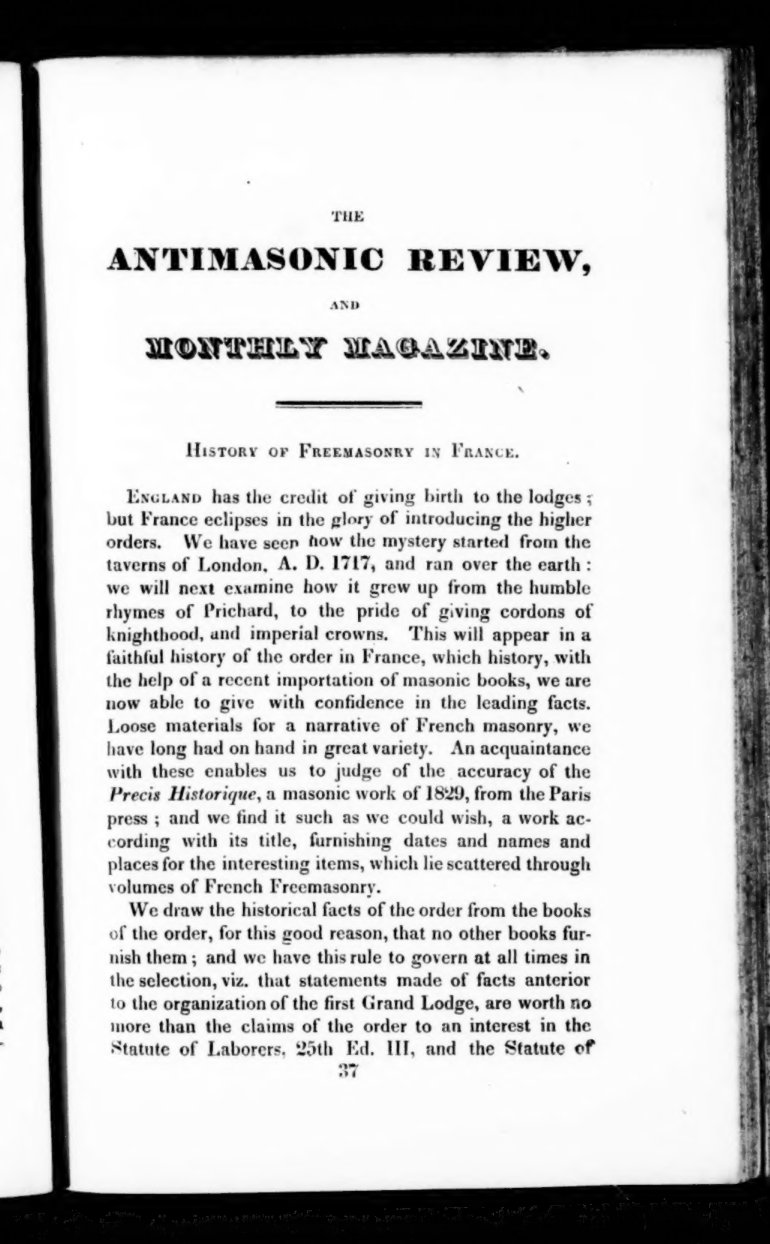 Cover of The Anti-Masonic Review and Magazine, October 1830 (Vol. 2, No. 10)