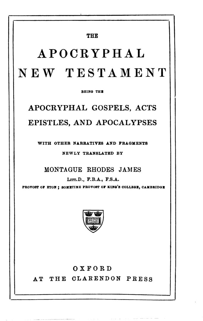 Cover of The Apocryphal New Testament