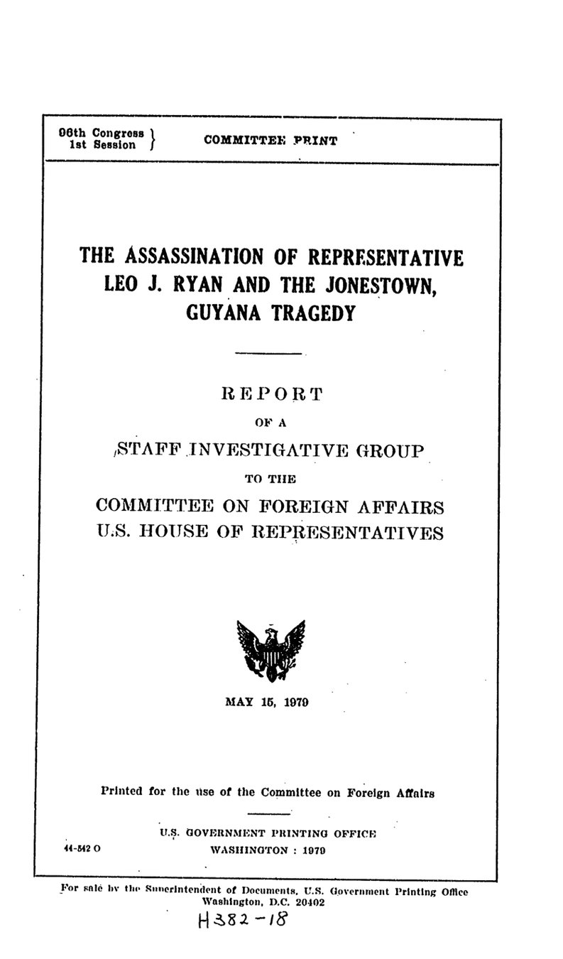 Cover of The Assassination of Rep. Leo J. Ryan and the Jonestown, Guyana Tragedy