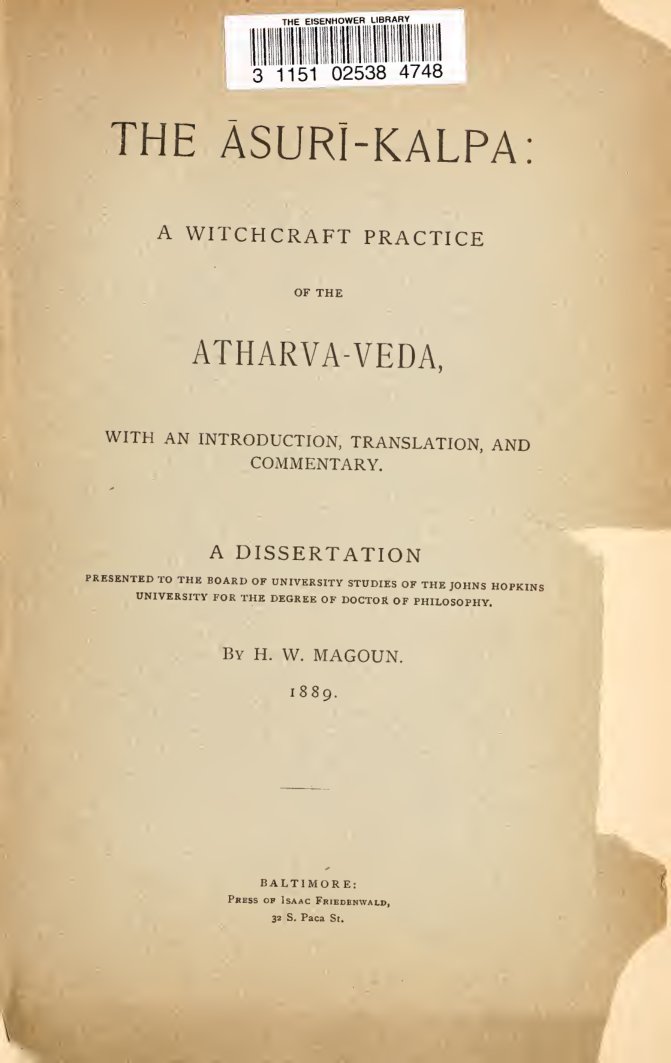 Cover of The Asuri-Kalpa: A Witchcraft Practice of the Atharva-Veda