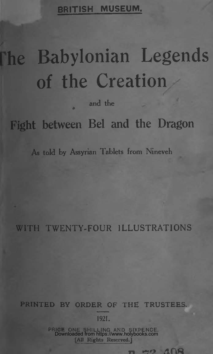 Cover of The Babylonian Legends of the Creation