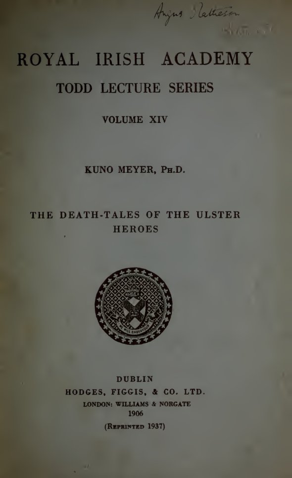 Cover of The Death-Tales of the Ulster Heroes