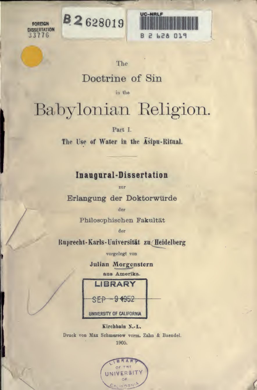 Cover of The Doctrine of Sin in the Babylonian Religion