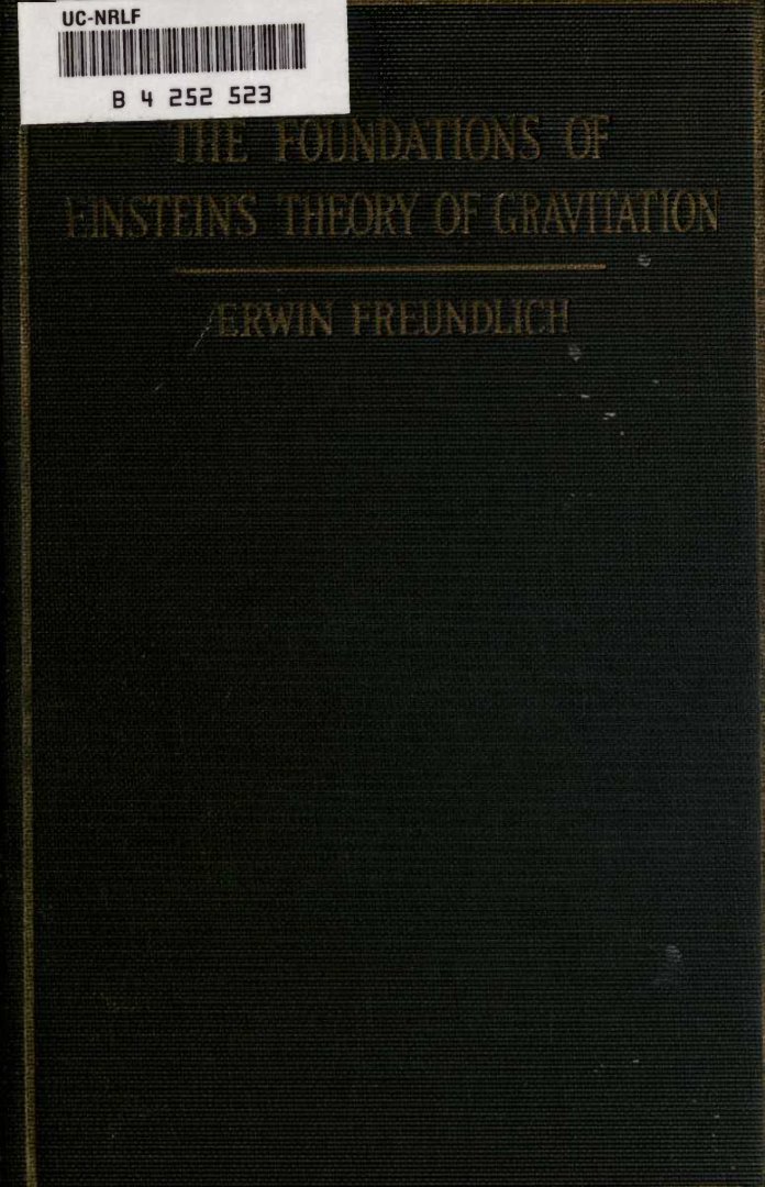 Cover of The Foundations of Einstein's Theory of Gravitation