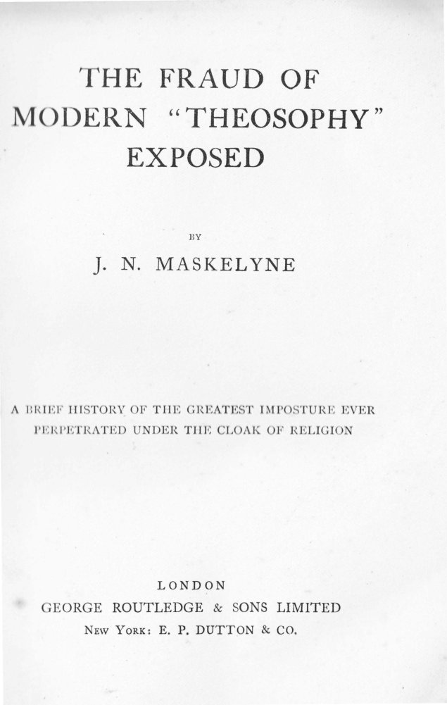 Cover of The Fraud of Modern Theosophy Exposed