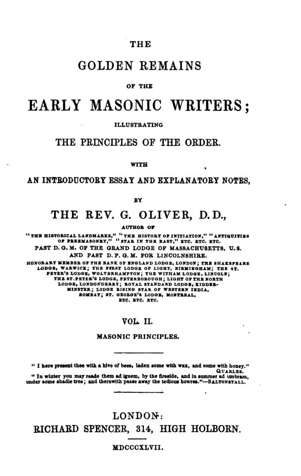 Cover of The Golden Remains of the Early Masonic Writers