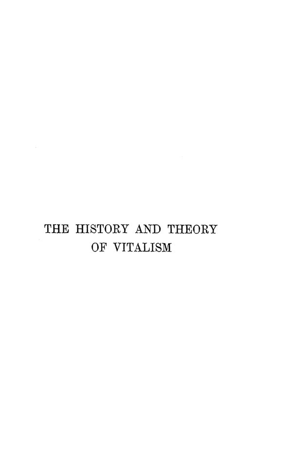 Cover of The History and Theory of Vitalism