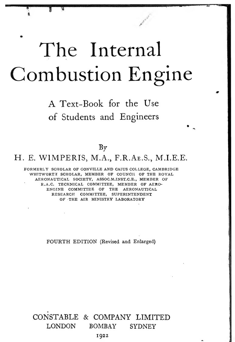Cover of The Internal Combustion Engine (Wimperis)