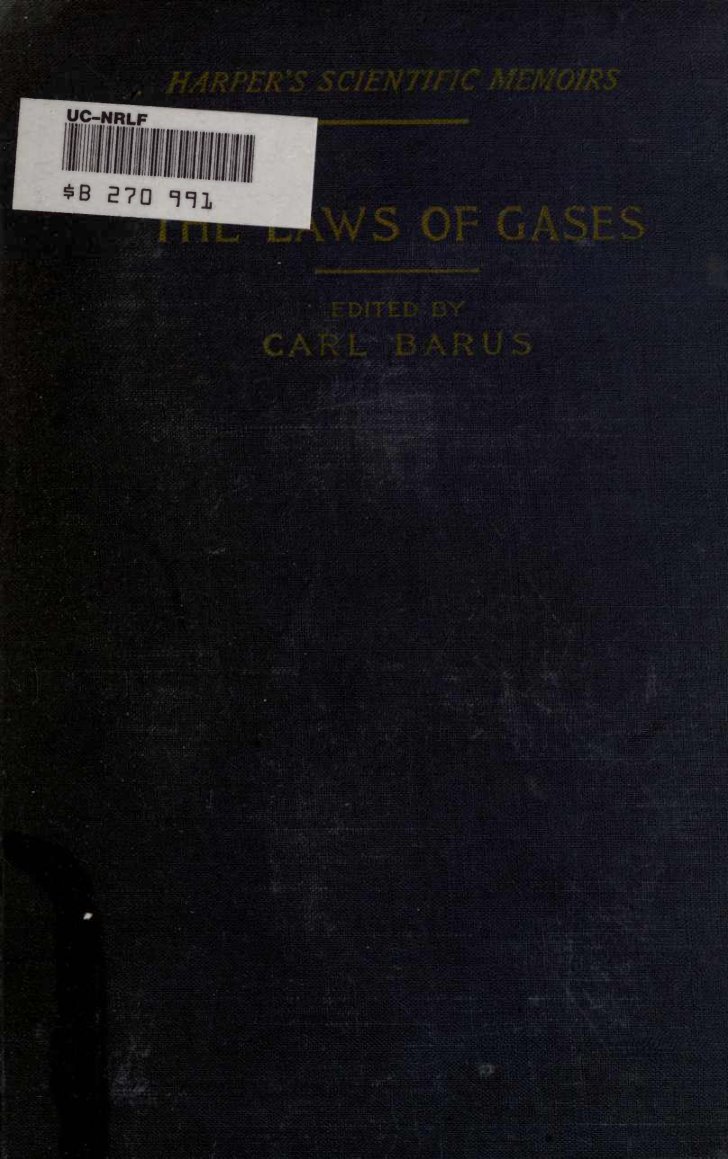 Cover of The Laws of Gases: Memoirs by Boyle and Mariotte, Amagat, Gay-Lussac and Others