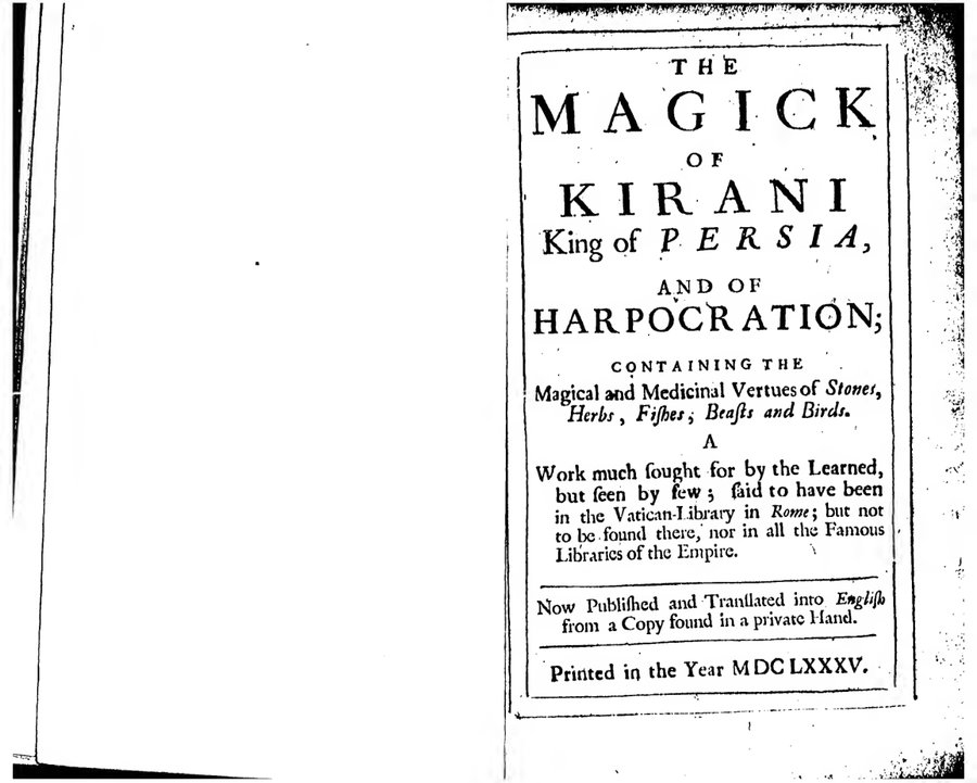 Cover of The Magick of Kirani, King of Persia (1685)