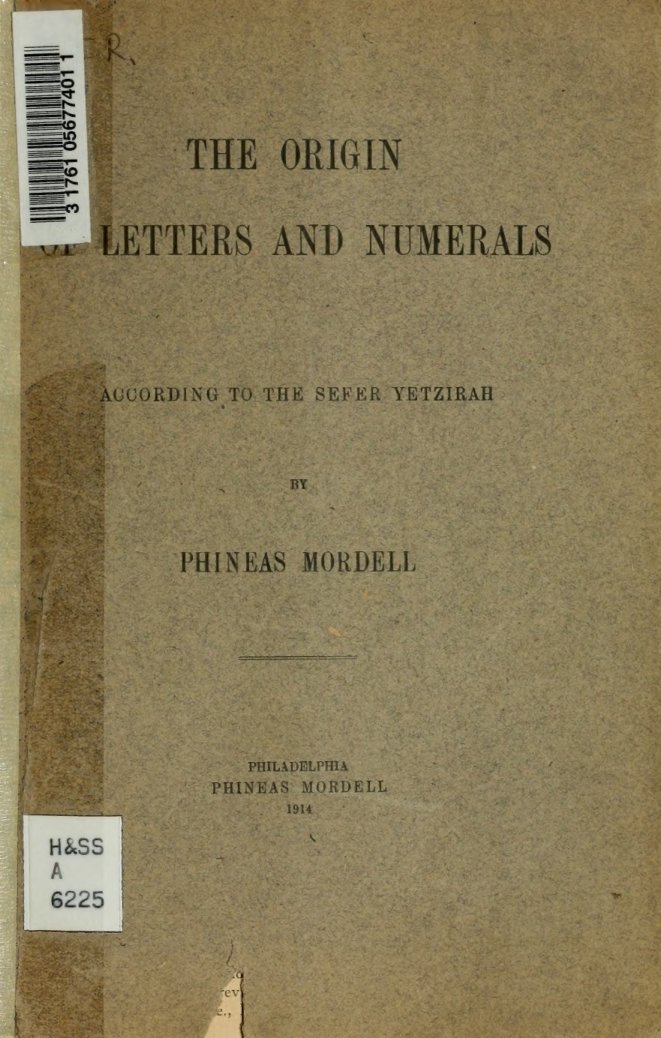 Cover of The Origin of Letters and Numerals According to the Sefer Yetzirah