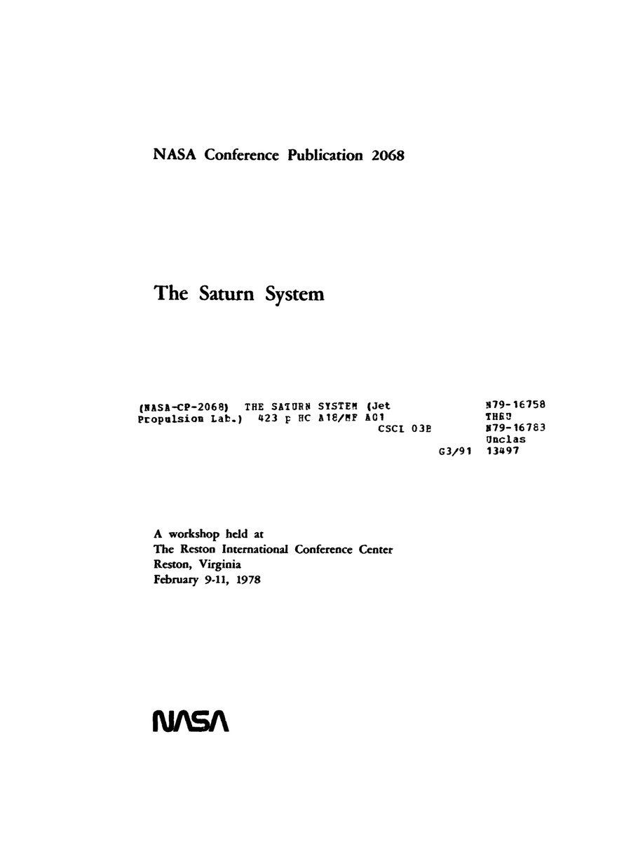 Cover of The Saturn System (NASA Conference Publication 2068)