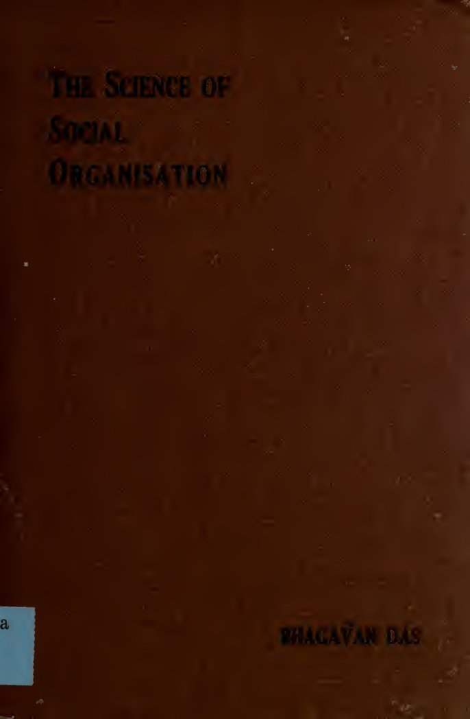Cover of The Science of Social Organisation, or The Laws of Manu in the Light of Theosophy