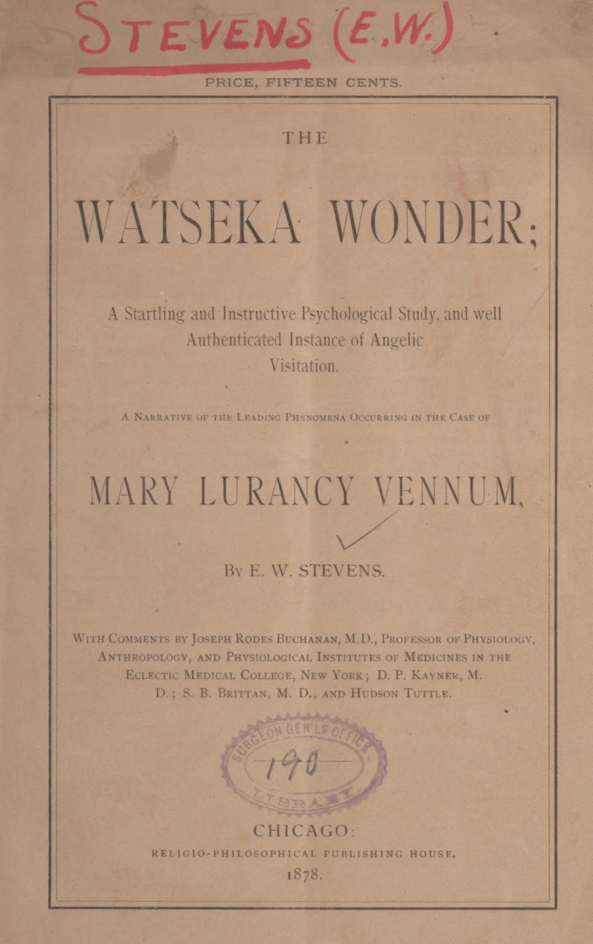 Cover of The Watseka Wonder: A Narrative of Mary Lurancy Vennum
