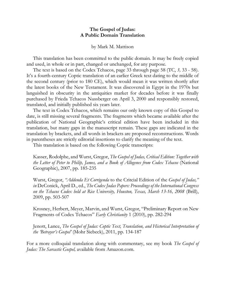 Cover of The Gospel of Judas A Public Domain Tran