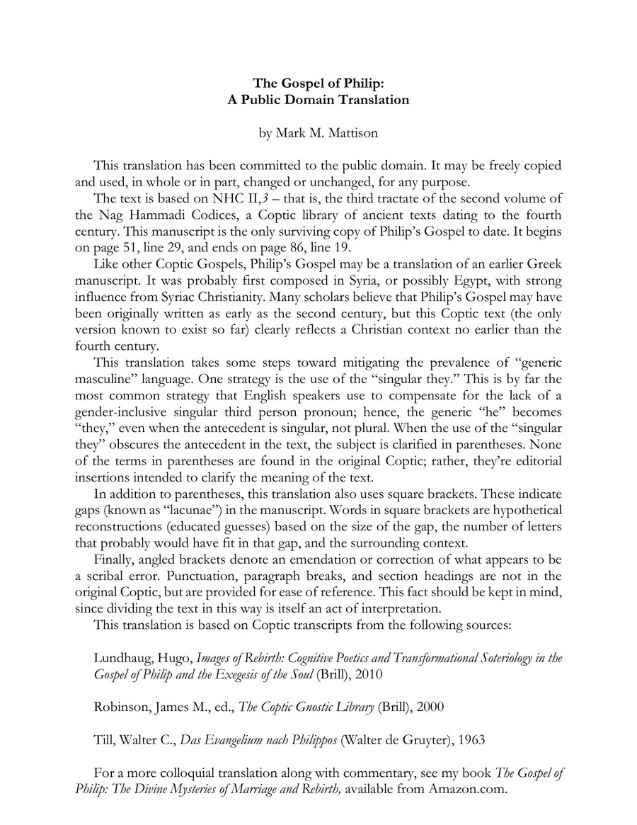 Cover of The Gospel of Philip A Public Domain Tra
