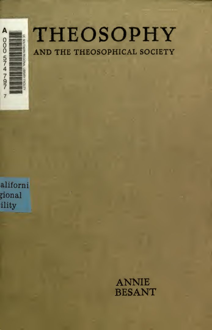 Cover of Theosophy and the Theosophical Society