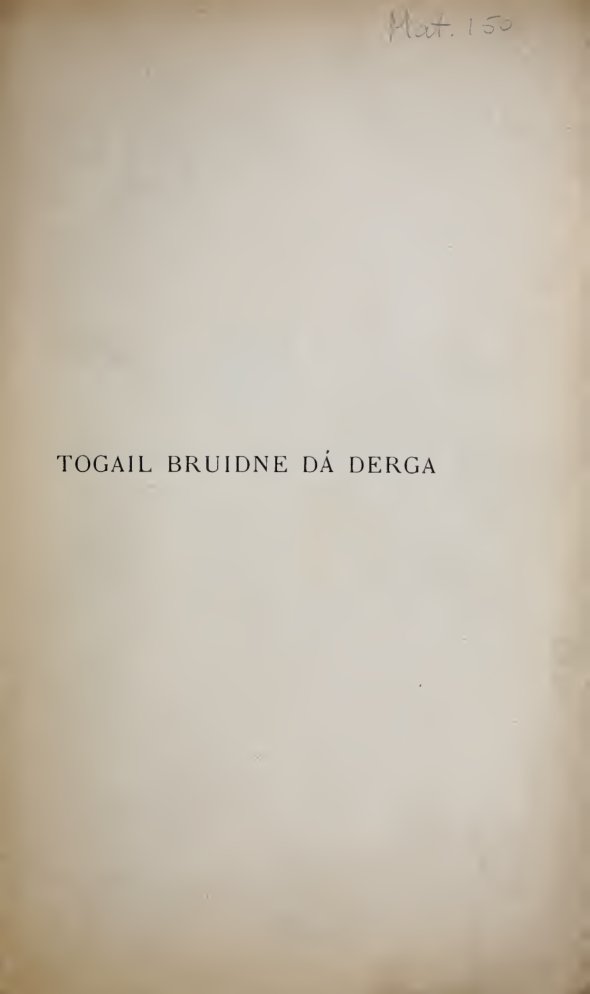 Cover of Togail Bruidne Da Derga: The Destruction of Da Derga's Hostel