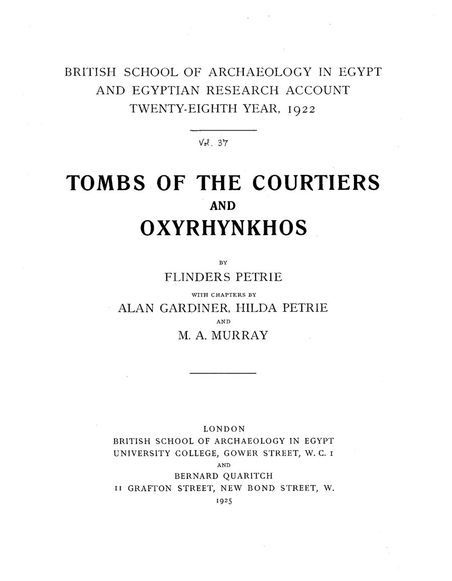 Cover of Tombs of the Courtiers and Oxyrhynkhos