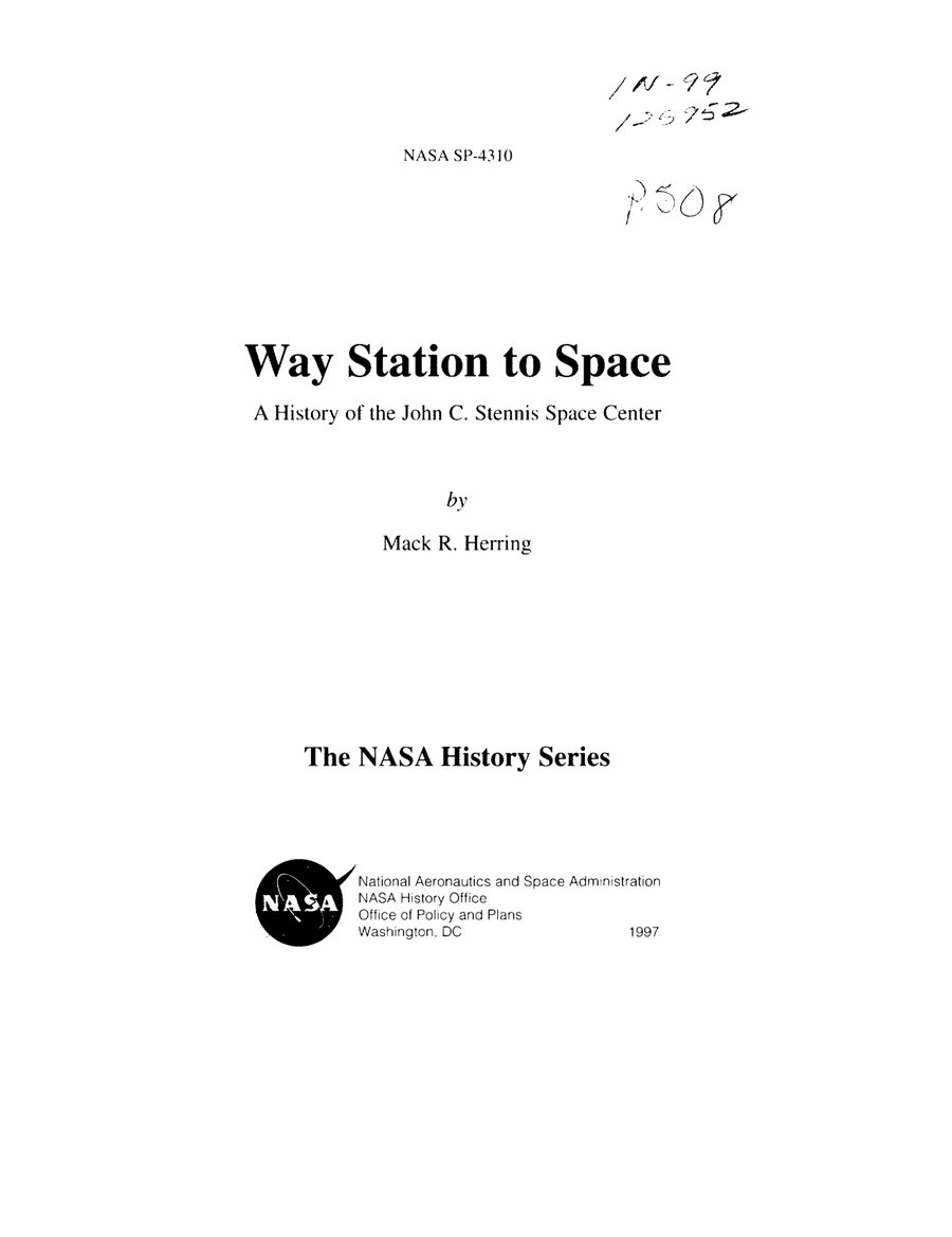 Cover of Way Station to Space: A History of the John C. Stennis Space Center (NASA SP-4310)