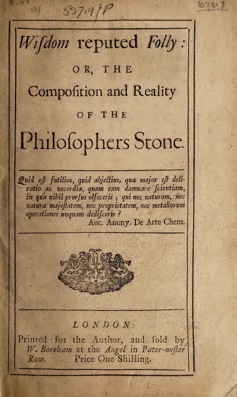 Cover of Wisdom Reputed Folly: Or, the Composition and Reality of the Philosophers' Stone