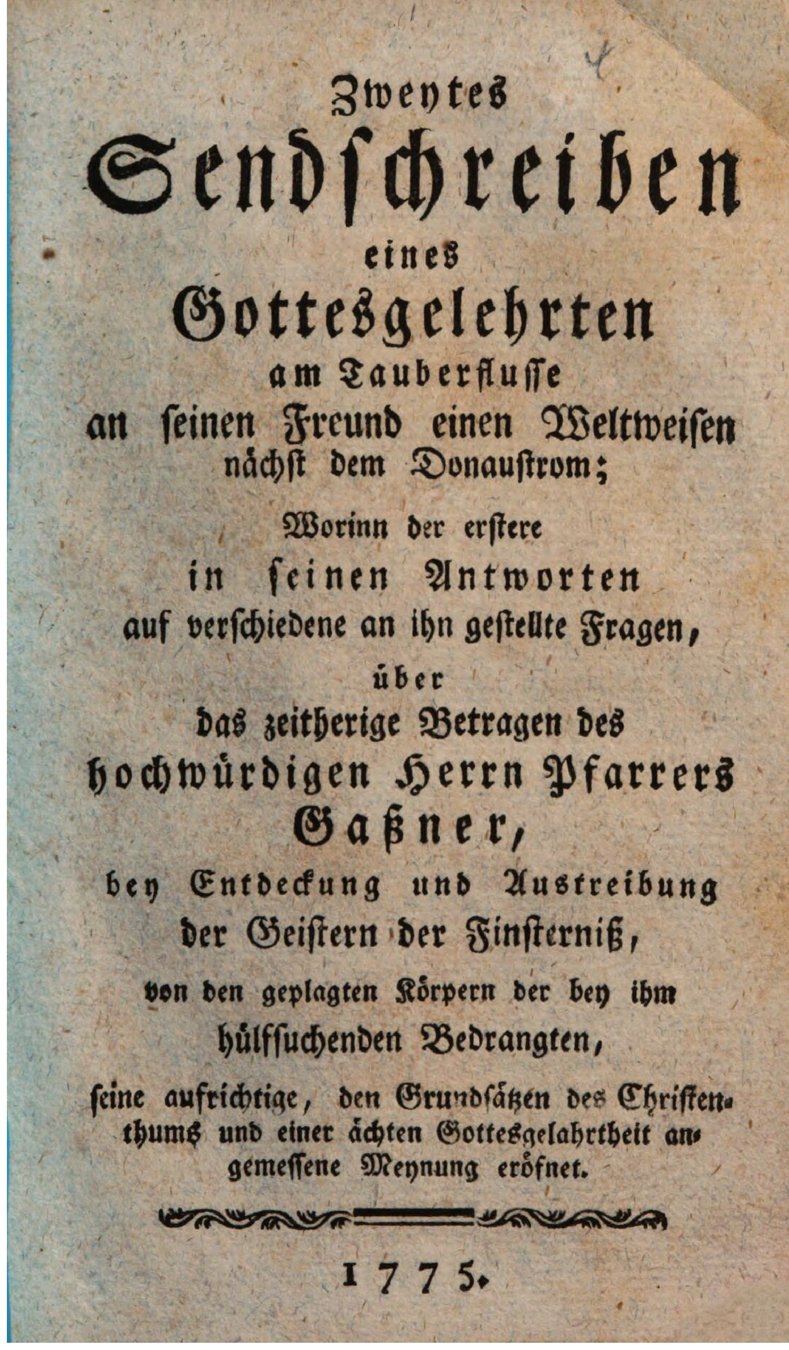 Cover of Zweytes Sendschreiben eines Gottesgelehrten am Tauberflusse (1775)